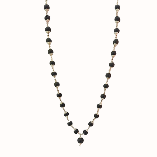 Premium Handcrafted Karungali Mala with Silver Cap Detailing
